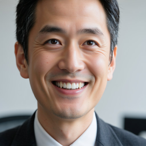 四十岁左右中年男性头像,穿深色西装,蓝色背景,专业形象照